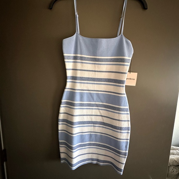 Superdown Sky and Ivory Striped Mini Dress - Picture 1 of 1